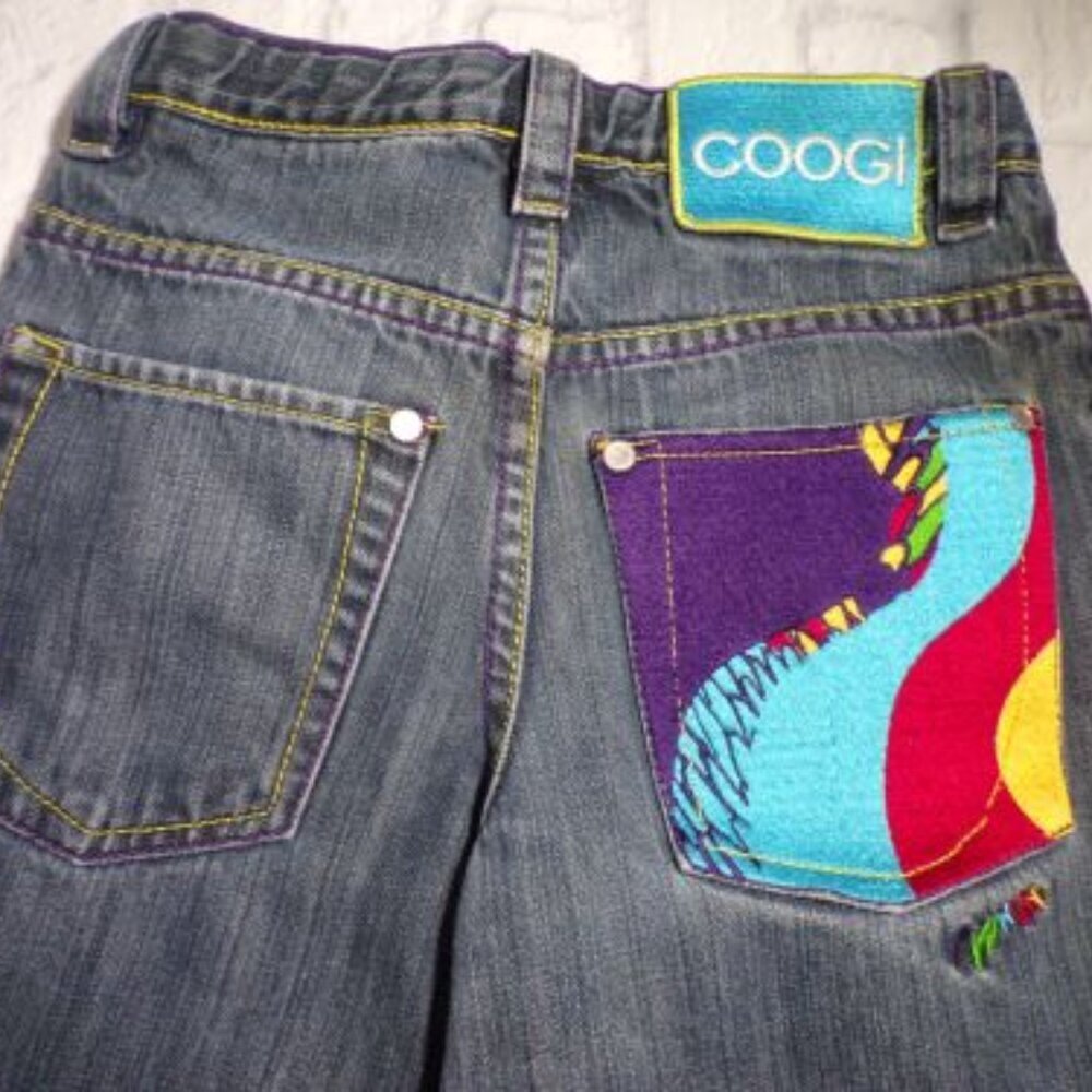 COOGI Denim Jeans Boys Size 7 Straight Leg Embroidered Streetwear Y2K Colorful
